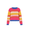 Striped Chunky Knit Sweater – Rainbow Pink, Long Sleeve, Women's