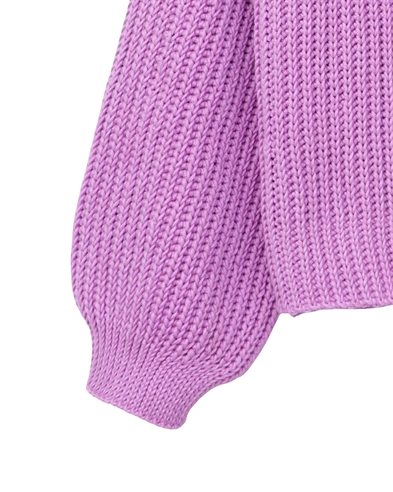 Women's Lavender Purple Knit Cardigan with Tie Front and Puff Sleeves - Cropped Length"