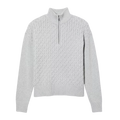 Light Grey Cable Knit Quarter Zip Jumper Women's High Neck