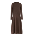 Ribbed Knit Midi Sweater Dress – Chocolate Brown, Long Sleeve, Women's - onyourshape