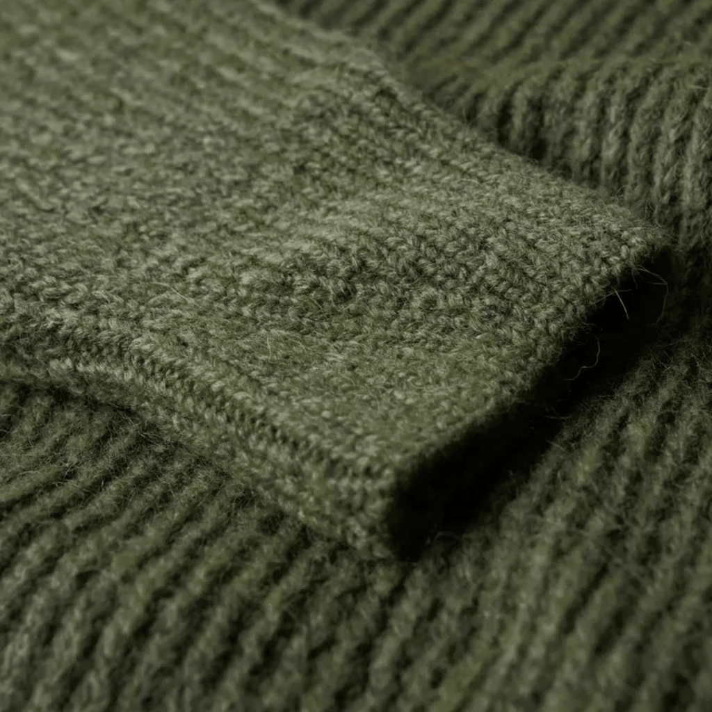 Turtleneck Knit Sweater Dress – Olive Green, Long Sleeve, Women's - onyourshape